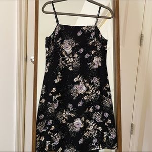 Francescas Mini Black Floral Spaghetti Strap Dress